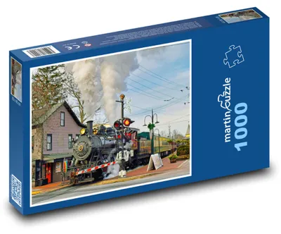 Produktbild von Puzzle 1000 Dampflok in der Stadt - martinpuzzle