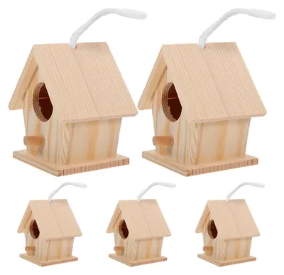 Obrázok produktu pre Drevený domček pre vtáky, 10-dielny, v prírodnej farbe, určený pre malé vtáky