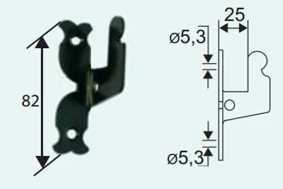 Image de Support rustique TORBEL cataphorèse noir pour espagnolette - 752254
