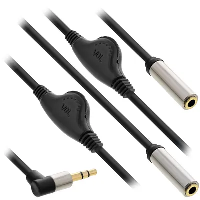 Zdjęcie produktu dla InLine 99253A, 3.5mm, Męska, 2 x 3.5mm, Żeńska, 0,25 m, Czarny