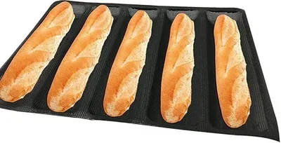 Produktbild von Baguette Backblech, Antihaft-Silikon-wiederverwendbare Baguettes Backblech Französischer Stick Laib Backformen Pfanne für 5 Baguettes