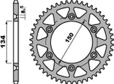 Produktbild von Aluminium Kettenrad Ergal 47Z 520 für Kawasaki KX/KXF Modelle