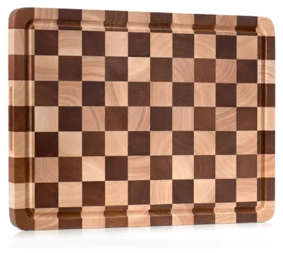 Obrázok produktu pre Omgoods – Drevená krájacia doska s geometrickým vzorom – 40 x 30 x 2,5 cm