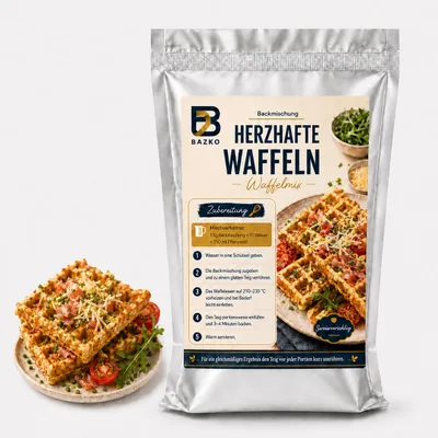 Produktbild von Bazko 1 kg Backmischung für herzhafte Waffeln | Waffelteig, KI-generiertes Bild