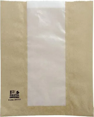 Produktbild von Fiesta Kompostierbare Brottüte mit Glassichtfenster 266x215x88mm (1000 Stück)