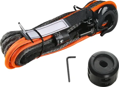 Immagine prodotto di SucceBuy Cavo sintetico per verricello, 1/4 di pollice x 50 piedi, capacità di carico di 10.000 libbre, cavo per verricello con copertura protettiva, tappo, gancio forgiato e cinghia di trazione, adatto per ATV, UTV, piccoli veicoli e pick-up