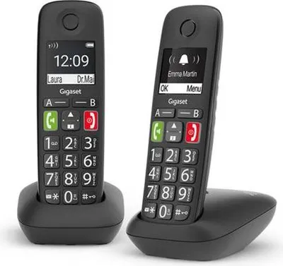 Immagine prodotto di Telefono Analogico Gigaset E290 Duo DECT Identificatore di Chiamata Nero Venduto come Grado B 4250366858456