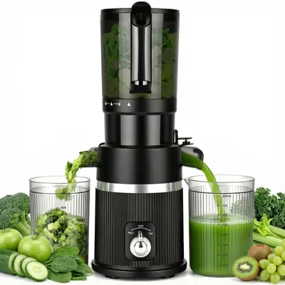 Slow Juicer für ganzes Obst und Gemüse, 200 W, 1,7 l, schwarz