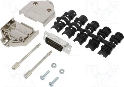 Imagen del producto de 1 x Conector D-Sub, 15 pines, macho, recto, para soldadura, para cables.  L17DTPK-M-15, L717SDA15P