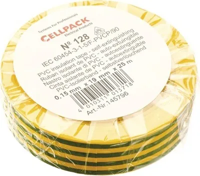 Produktbild von Cellpack PVC Isolierband B19mm L25 m grün/gelb