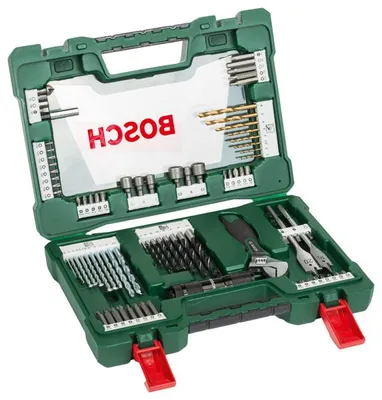 Produktbild von V-Line Box, Bohrer- und Bit-Set, 83-teilig, LED-Taschenlampe, Rollgabelschlüssel