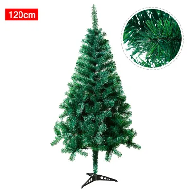 Immagine prodotto di Albero di Natale artificiale QEENTOE, 120 cm, abete in PVC, albero di Natale con supporto, albero artificiale verde per decorazioni natalizie