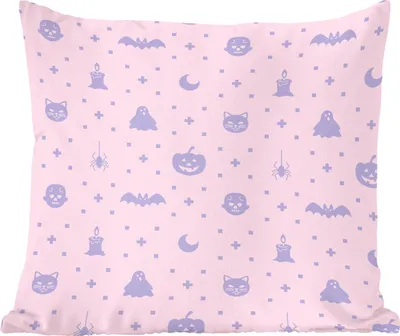 Produktbild von MuchoWow® Zierkissen Sofakissen Wohnzimmer Dekokissen 50x50 cm Lila Halloween-Muster - Komfort - Sofakissen
