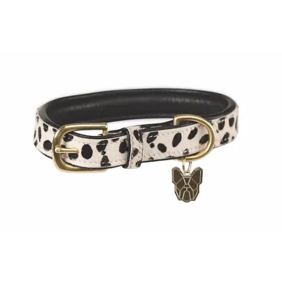Image de Digby & Fox - Collier pour chien, tacheté, cuir ER1576 (3XS - Encolure : 14 cm-22 cm) (Blanc/Noir)