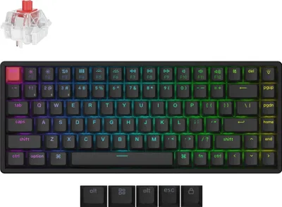 Image de Keychron K2 QMK Wireless Mechanische Tastatur (Version 3), ANSI US, rétro-éclairage RGB, cadre aluminium, interrupteur linéaire rouge K2X-C1