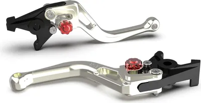 Produktbild von Bremshebel LSL BOW R18R mit ABE kurz für Kawasaki ZX-6R, Suzuki GSX-R GSX-S Triumph Street Triple R 600 - 1300 ccm Bj. 2004 - 2019, Farbe Hebel:silber, Farbe Versteller:rot
