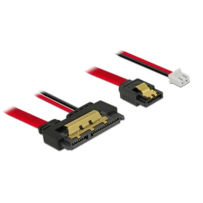 Produktbild von DeLOCK 85242, 0,3 m, SATA III, SATA 7-pin, SATA 22-pin, Weiblich/Weiblich, Schwarz