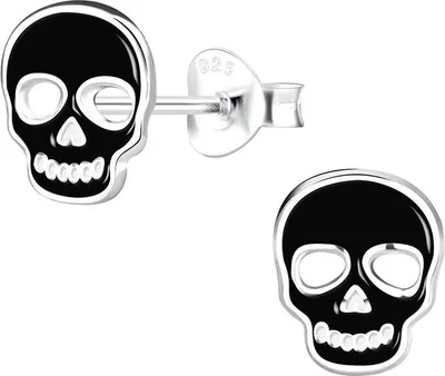 Produktbild von Ohrstecker Totenkopf: Halloween Ohrringe Silber 925