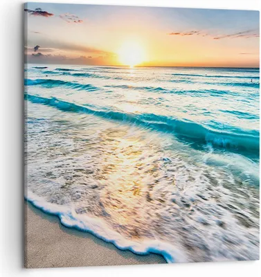 Produktbild von Bild auf Leinwand - Leinwandbild - Meer Welle Strand - 50x50cm - Wand Bild - Wanddeko - Wandbilder - Leinwanddruck - Bilder - Kunstdruck - Wanddekoration - Leinwand bilder - Wandkunst - AC50x50-3621