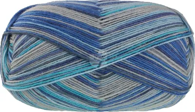 Produktbild von Lana Grossa - Meilenweit 8-fach 150g Caprese 9978 türkis hellgrau kobaltblau jeans hellblau dunkelgrau