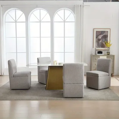 Image de Chaise de salle à manger - Chaise de cuisine - Fauteuil de salon - Fauteuil pivotant - Fauteuil avec accoudoirs - Assise rembourrée