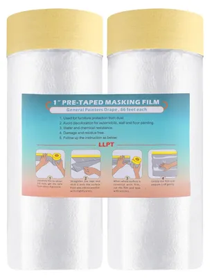 Imagen del producto de Película protectora con cinta de carrocero, 90 cm x 20 m, 2 rollos, color verde, para trabajos de pintura