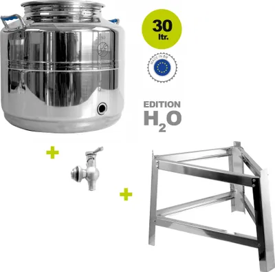 Produktbild von Transportkanne Edelstahlkanne 30 Liter Wasserkanne Milchkanne mit Auslaufhahn und Fußgestell