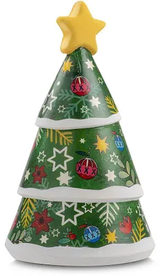 Kerstklok kerstboom 10 cm x 15 cm, Keramiek, Hangen