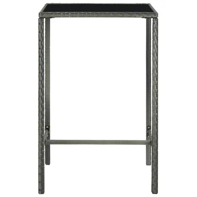 Image de vidaXL Table de bar de jardin Gris 70x70x110 cm Poly rotin et verre