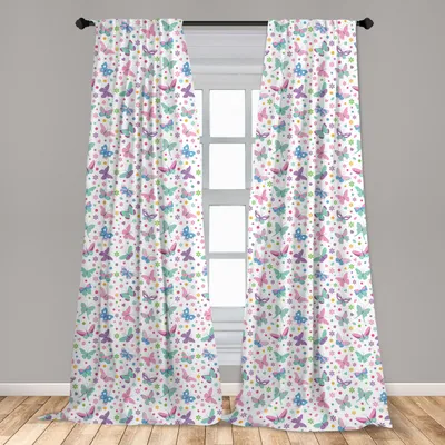 Produktbild von Abakuhaus, Fenstervorhänge, Schmetterlinge Herzen Dots, 2-Panel-Set, 150 x 225 cm