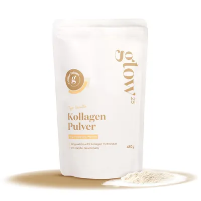 Produktbild von Glow25® Collagen Pulver [450g] - Vanille - Premium Kollagen Hydrolysat
