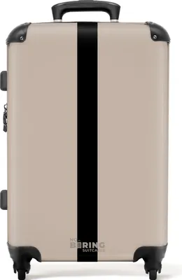 Obrázok produktu pre NoBoringSuitcases.com Tvrdý kufor strednej veľkosti 67x43x25 cm, 72L, jednofarebný s pruhmi: Béžová s čiernymi pruhmi, cestovný kufor so 4 kolieskami