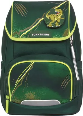 Produktbild von Schneiders Freizeitrucksack Ergojet 2in1 Schulranzen Set 5-teilig 21L Dino dunkelgrün