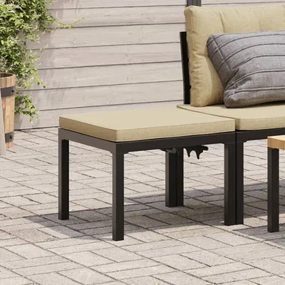 Produktbild von Gartenhocker mit Kissen Schwarz Pulverbeschichteter Stahl, Gartenhocker 2024 Neu