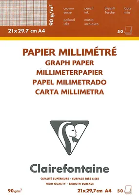 Image de Clairefontaine papier millimétré A4 blanc 90g 50fls