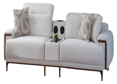 Produktbild von Weiße Polstercouchen Designer Wohnzimmer 2-Sitzer Edle Stoffcouchen