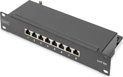 Produktbild von DIGITUS CAT 6A, Klasse E Patch Panel, geschirmt, schwarz