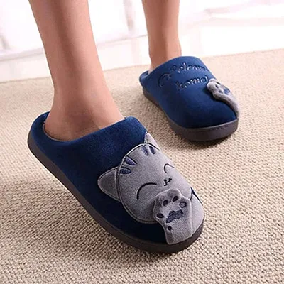 Produktbild von Kuschelige Katze Pantoffeln Warm Plüsch Hausschuhe Winter Bequeme Rutschfeste Slippers Herren Damen
