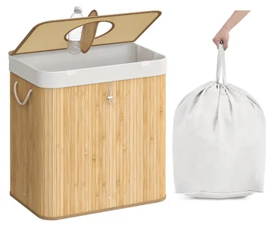 Immagine prodotto di Contenitori bianchi e marroni – Organizer in bambù – 50,5 x 40,5 x 61 cm