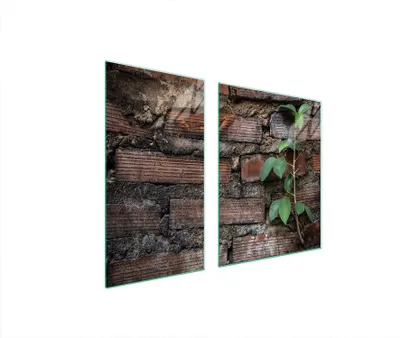 Produktbild von Herdabdeckplatten 2 teilig 90x52 Glaskeramikkochfeld Abdeckung Glas Schneidebrett Ziegel Laub