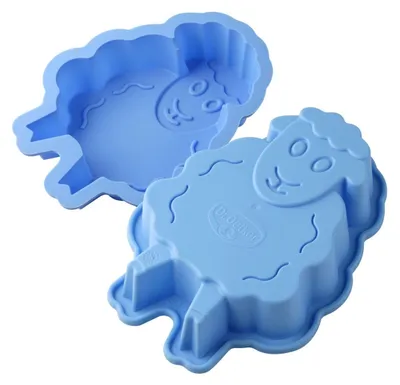 Produktbild von Dr. Oetker Silikonform "Schaf", grüne Silikon-Backform aus der Serie "Flexxibel Love", Kuchenform für österliche Kreationen (Farbe: Blau)