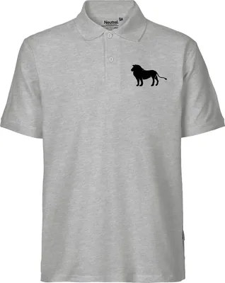 Produktbild von Huuraa Herren Polo Shirt Löwe Silhouette M Sport Grey Bio Baumwolle Fairtrade Poloshirt Geschenkidee