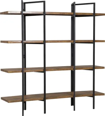 Zdjęcie produktu dla BELIANI Regał ciemnobrązowy metalowa czarna rama 165 x 160 cm 4 półki styl industrialny