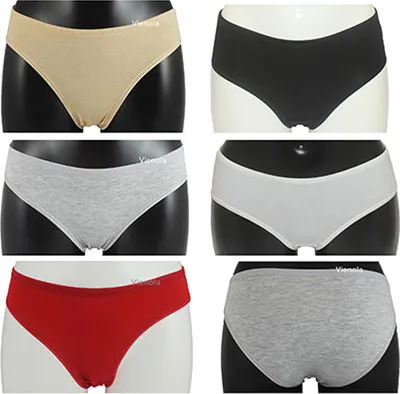 Produktbild von 5er Damen Slips Unterhosen Pantys 90% Baumwolle Verschidene Farben D102