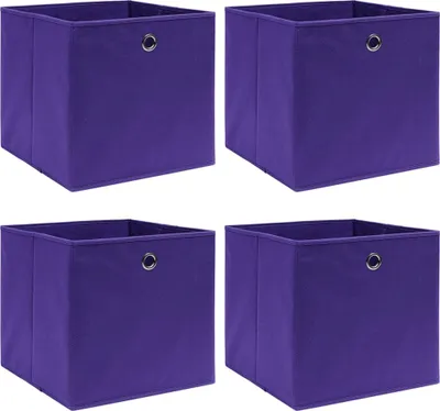 Produktbild von Eleganter Aufbewahrungsboxen 4 Stk. Vliesstoff 28x28x28 cm Lila GermanyMöbel 42978 - Gartenboxen