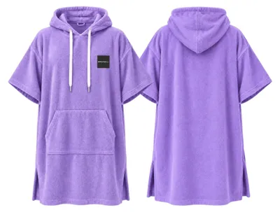 Imagen del producto de BRUNELLI: Poncho de surf unisex, 100% algodón con capucha. Toalla-poncho para baño, talla única. Color: Lila