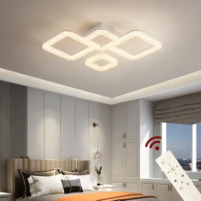 Immagine prodotto di Lampada a soffitto LED DXF-2+2, 50 cm. Lampada da soffitto, luce regolabile con telecomando, possibilità di regolare il colore e l'intensità della luce, dimmerabile, classe energetica A+, lampada a soffitto LED per soggiorno