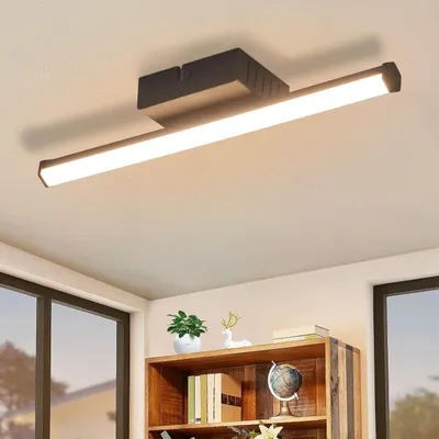 Zdjęcie produktu dla ZMH LED, lampa sufitowa do przedpokoju, czarna, 6W, lampa do przedpokoju, 3000K, lampa do kuchni, lampa do sypialni, design liniowy, oświetlenie sufitowe do kuchni i sypialni