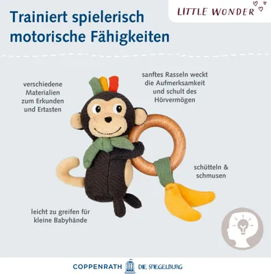 Produktbild von Little Wonder Holz-Ringrassel - Affe