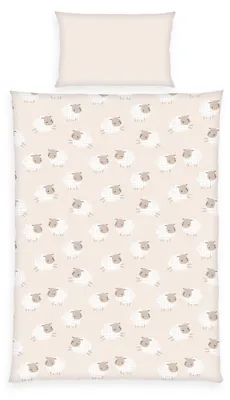 Produktbild von Herding Flanell Kinder Baby Bettwäsche Schäfchen beige 100x135 cm